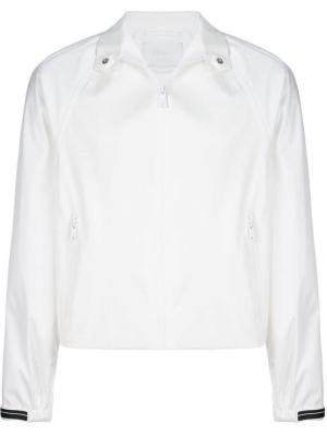 Спортивная куртка с лямками логотипом Prada. Цвет: белый