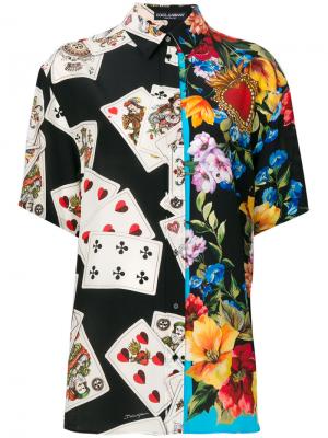Рубашка с принтом игральных карт Dolce & Gabbana. Цвет: чёрный