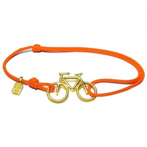 Браслет велосипед контурный MB0217-Au585-TOR оранжевый, размер 22 см Amorem. Цвет: оранжевый