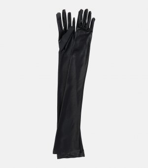 Атласные перчатки, черный Saint Laurent