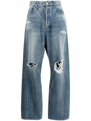 Широкие джинсы с прорезями AMBUSH. Цвет: синий