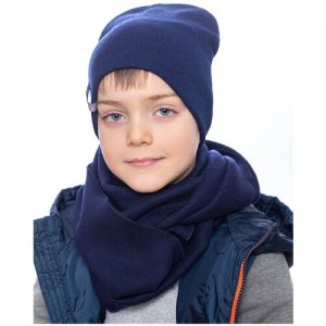 Детский комплект для мальчика шапка со снудом, цвет черный, размер 52-54 FOMAS. Цвет: черный