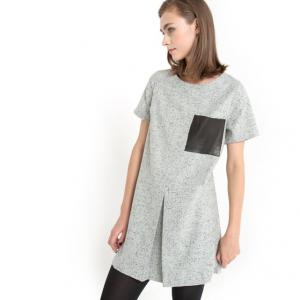 Платье прямого покроя из шерстяной ткани с крапчатым рисунком KINN GAT RIMON. Цвет: серый меланж