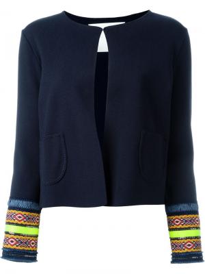 Укороченный пиджак с вышивкой на манжетах Giada Benincasa. Цвет: синий