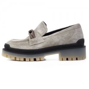 Лоферы из замши RU 36.5-37 / EU 37 Donna Carolina. Цвет: серый
