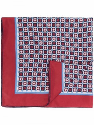 Шелковый платок с геометричным принтом Corneliani. Цвет: красный