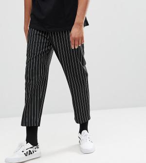 Свободные укороченные брюки в полоску Inspired TALL Reclaimed Vintage. Цвет: черный