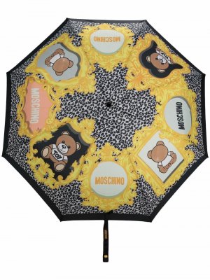 Зонт Teddy с графичным принтом Moschino. Цвет: черный