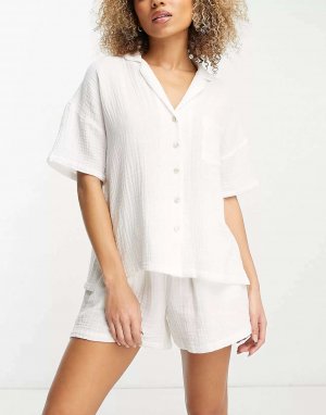 Эксклюзивный белый пижамный комплект с короткими рукавами Lindex