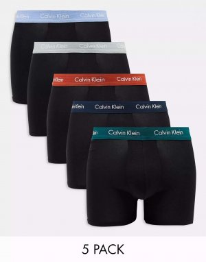 Черные трусы , 5 шт., с цветным поясом Calvin Klein
