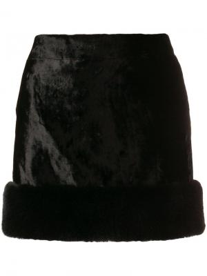 Мини-юбка с искусственным мехом Saint Laurent