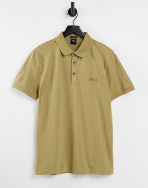 Бежевая футболка-поло с короткими рукавами Passerfast-Светло-бежевый цвет BOSS