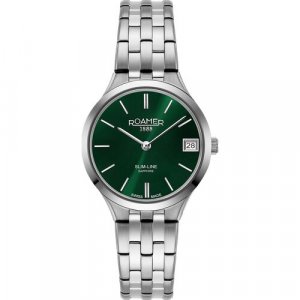 Наручные часы Slime Line Classic 512 857 41 75 20, зеленый, серебряный Roamer. Цвет: зеленый/серебристый
