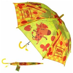 Зонт детский Зебра в клеточку r-45см,UM45-ZEBRA, ткань, полуавтомат Играем Вместе кор.120шт. Цвет: желтый/оранжевый/зеленый/горчичный