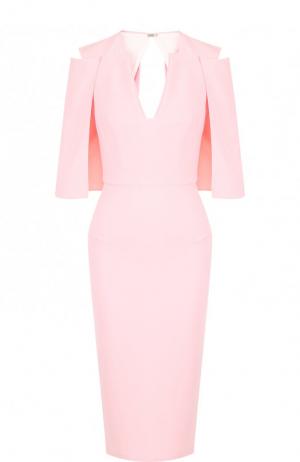 Однотонное платье-футляр с кейпом Roland Mouret. Цвет: розовый