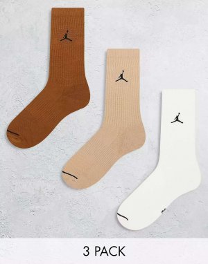Три пары коричневых носков с подкладкой на каждый день Jordan