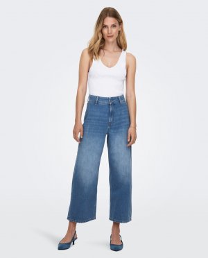 Широкие укороченные женские джинсы Only, светло-синий ONLY