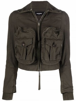 Укороченная куртка с карманами карго Dsquared2. Цвет: зеленый