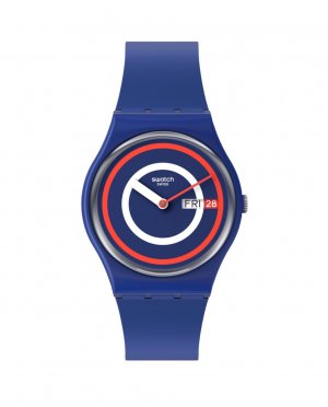 Синие часы Blue to Basic с разноцветным циферблатом , синий Swatch