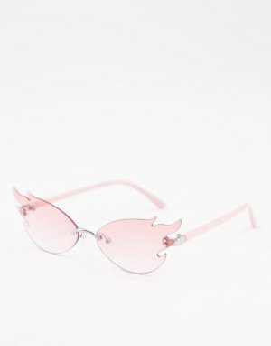 Модные очки без оправы с розовыми стеклами в форме пламени -Розовый цвет ASOS DESIGN