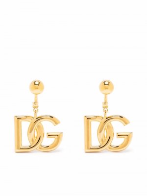 Серьги-подвески с логотипом Dolce & Gabbana. Цвет: золотистый