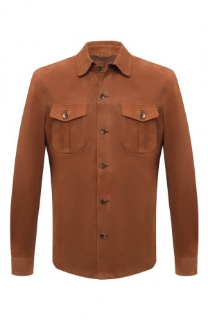 Замшевая куртка Giampaolo. Цвет: коричневый