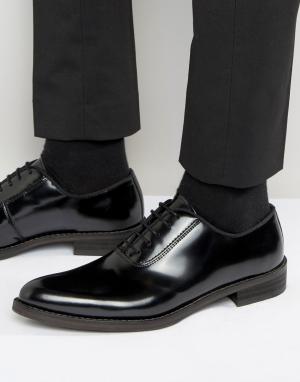 Блестящие кожаные оксфордские туфли Zign. Цвет: черный