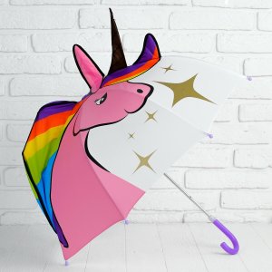 Зонт детский фигурный No brand. Цвет: розовый, белый, разноцветный
