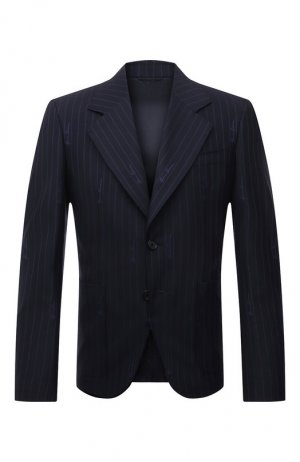 Пиджак из шерсти и хлопка Versace. Цвет: синий