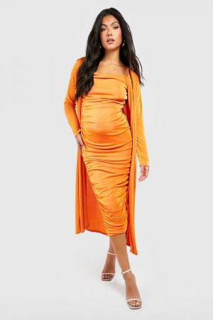 Платье с вырезом-хомутом и пальто для беременных , оранжевый Boohoo