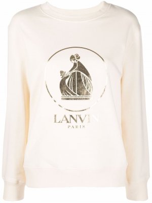 Толстовка с логотипом LANVIN. Цвет: бежевый