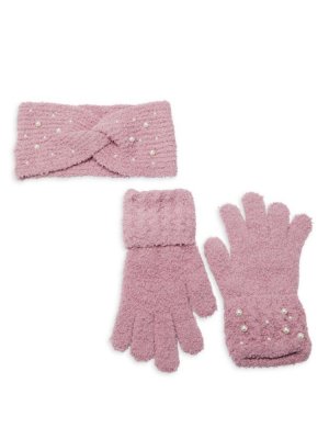 Комплект из 2 предметов: повязка на голову и перчатки, украшенные искусственным жемчугом , розовый Vince Camuto