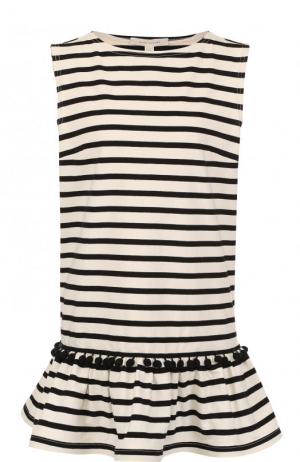 Хлопковое мини-платье в полоску с оборкой Marc Jacobs. Цвет: черно-белый