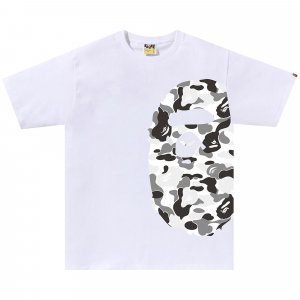BAPE ABC Камуфляжная футболка с изображением головы большой обезьяны, цвет Белый/Серый A BATHING APE