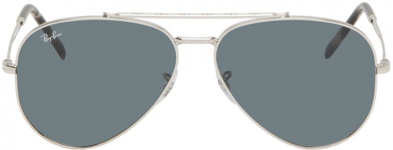 Серебряные солнцезащитные очки-авиаторы New Ray-Ban