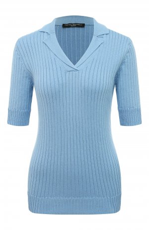 Пуловер-поло из хлопка и вискозы Pietro Brunelli. Цвет: голубой