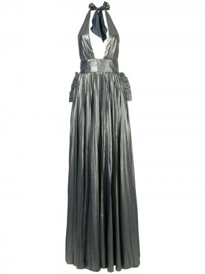 Вечернее платье с вырезом-петлей халтер Maria Lucia Hohan. Цвет: синий