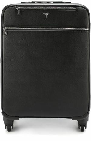 Кожаный дорожный чемодан с внешними карманами на молнии Serapian. Цвет: черный