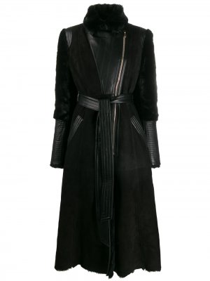 Фактурное пальто с поясом Temperley London. Цвет: черный