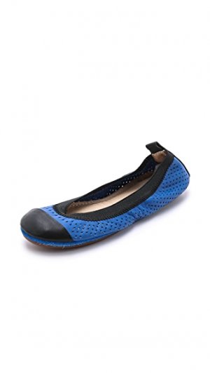Перфорированная обувь на плоской подошве Samantha Yosi Samra. Цвет: зелено-голубой/черный