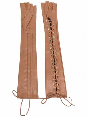 Длинные перчатки со шнуровкой Manokhi. Цвет: коричневый