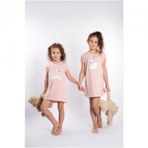 Сорочка ночная для девочки , комплект 2 шт,3-8 лет, 98-128 см, розовые, с принтом Diva Kids. Цвет: розовый