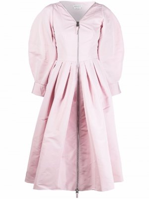 Расклешенное платье на молнии Alexander McQueen. Цвет: розовый