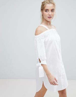 Пляжное платье-рубашка с открытыми плечами -Белый Monki
