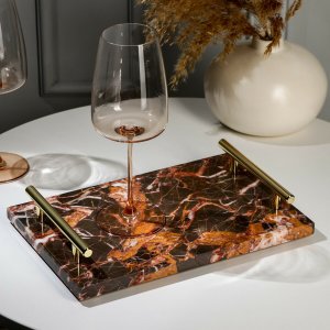 Поднос magistro red wine, 30×20 см, из мрамора, цвет красный. Цвет: оранжевый, красный, коричневый