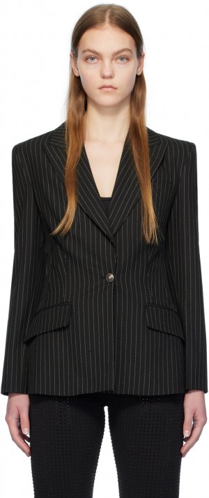 Черный пиджак в тонкую полоску Versace Jeans Couture