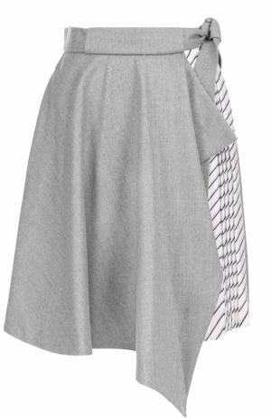 Шерстяная юбка-миди с декоративной отделкой Carven. Цвет: серый