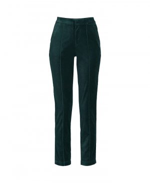 Женские бархатные брюки-карандаш больших размеров с высокой посадкой и защипами до щиколотки Lands' End, зеленый Lands' End. Цвет: зеленый