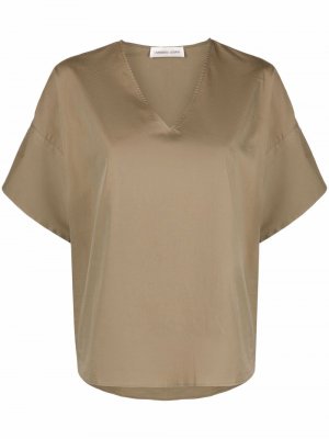 Расклешенная блузка с V-образным вырезом Lamberto Losani. Цвет: зеленый