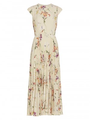 Плиссированное платье макси с цветочным принтом , белый Jason Wu Collection
